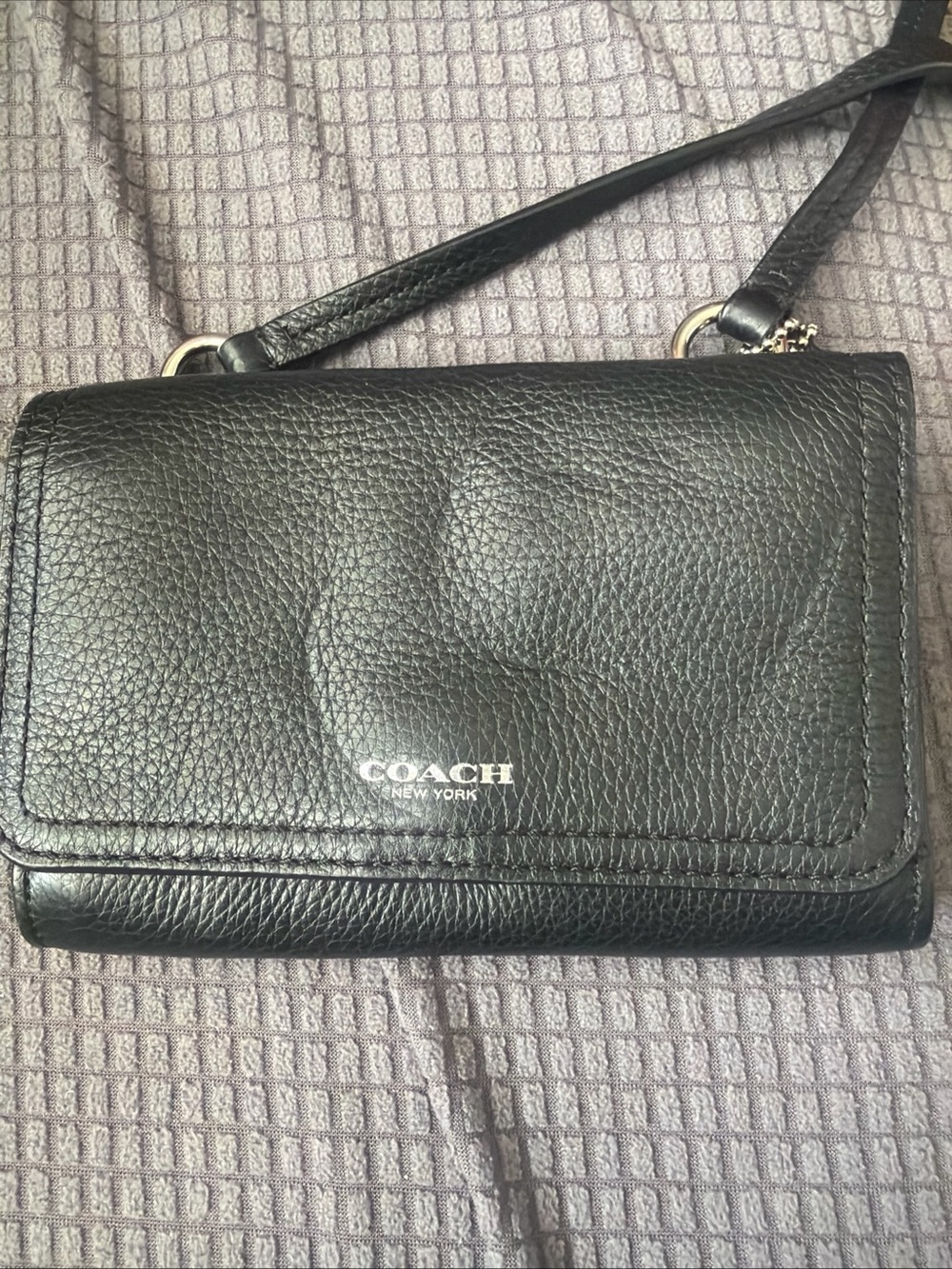Coach Black LeatherP hone & Crossbody Flap Bag - Picture 2 of 14